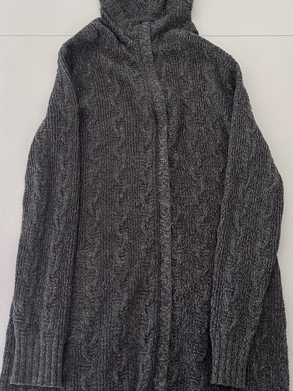 Patagonia Charcoal Cable-Knit Hooded Women's Zip-up Cardigan